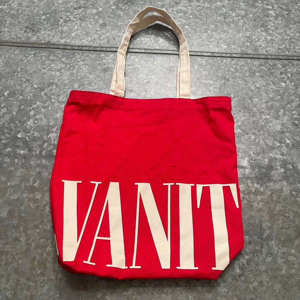 Vanity Fair Magazine Canvas Tote Bag Red White Reusable 15x15